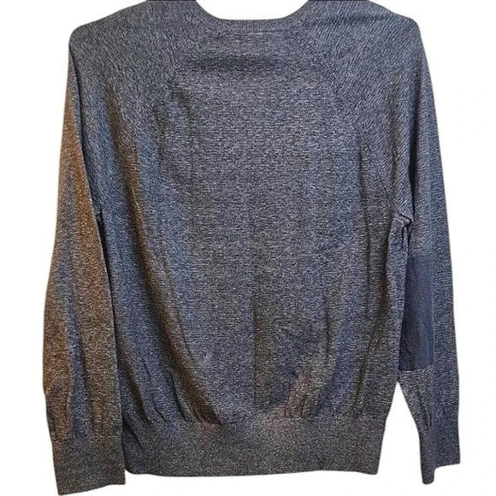 Banana Republic Men's XL Gray V-Neck Sweater Elbow Patches Cotton Blend Knit